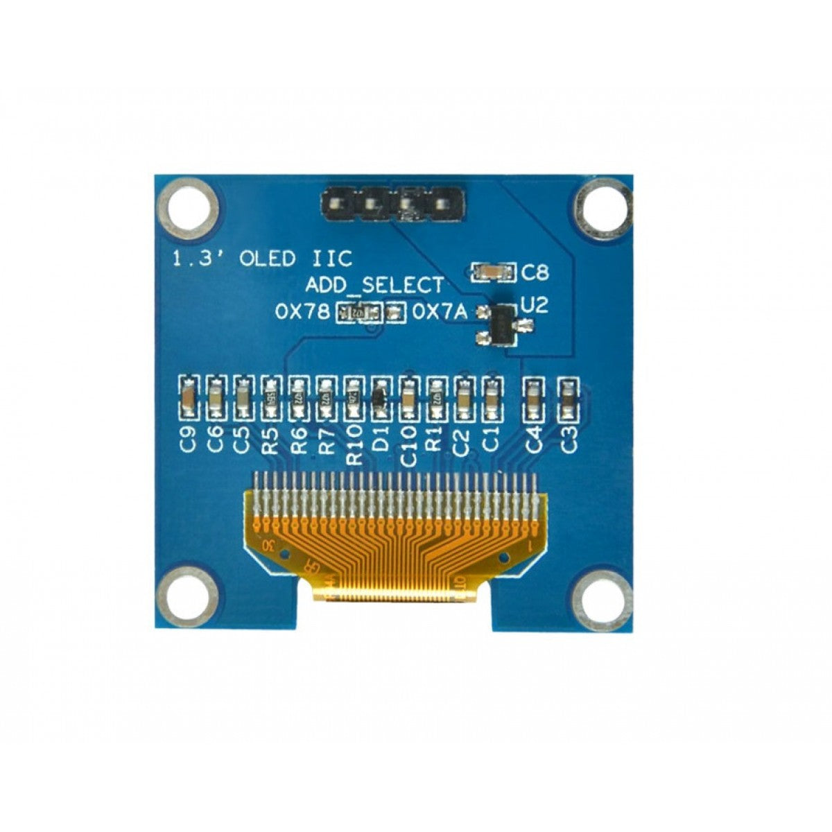 HS13L03W2C01 – 1.3” I²C OLED Display | SH1106 | 128x64 Pixels