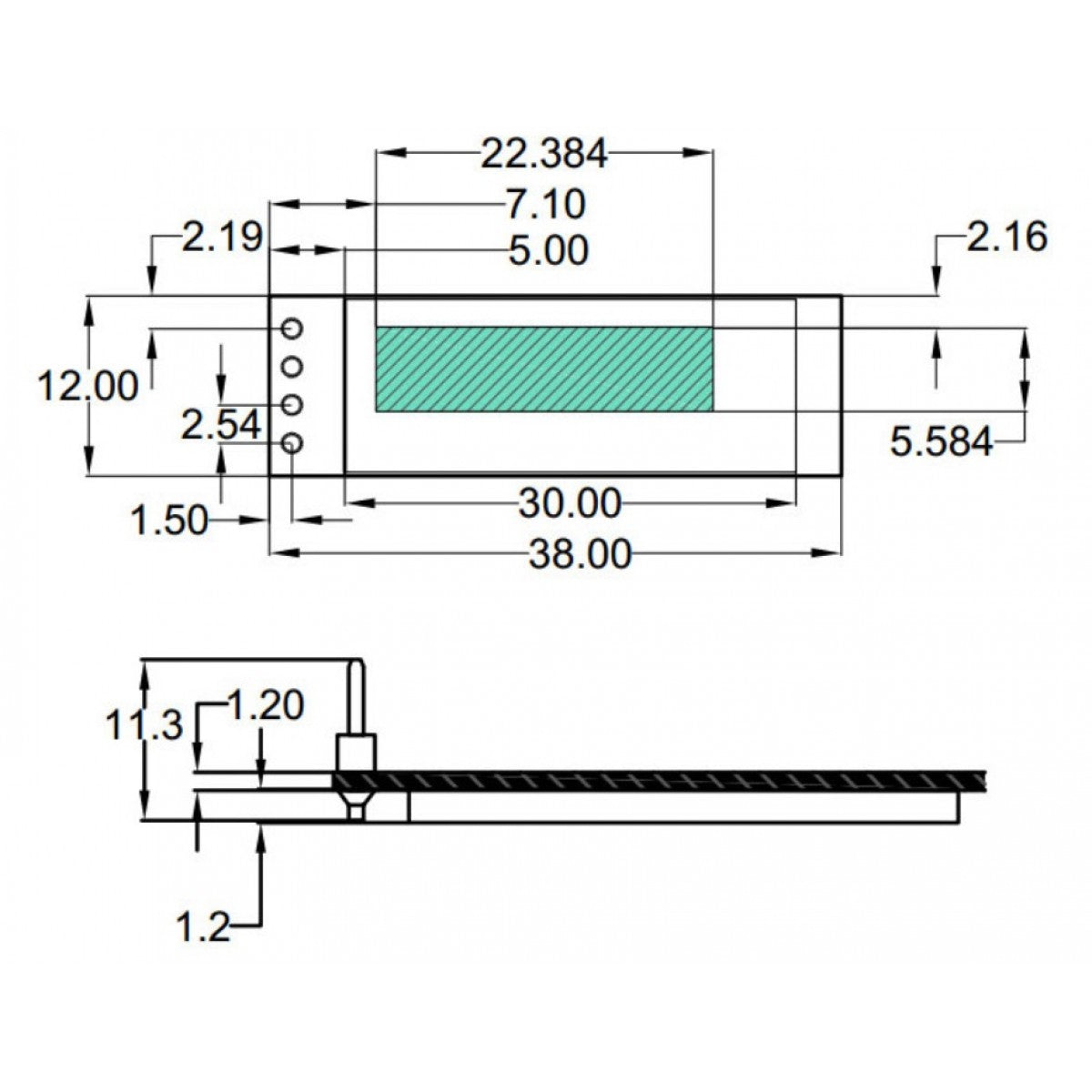 HS91L02W2C01 – 0.91” I²C OLED Display | 128x32 Pixels | SSD1306
