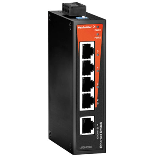 Weidmüller IE‑SW‑BL05‑5TX – 5-poorts Industriële Fast Ethernet Switch | DIN-Rail | IP30